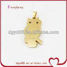 Gold stainless steel owl necklace with chain